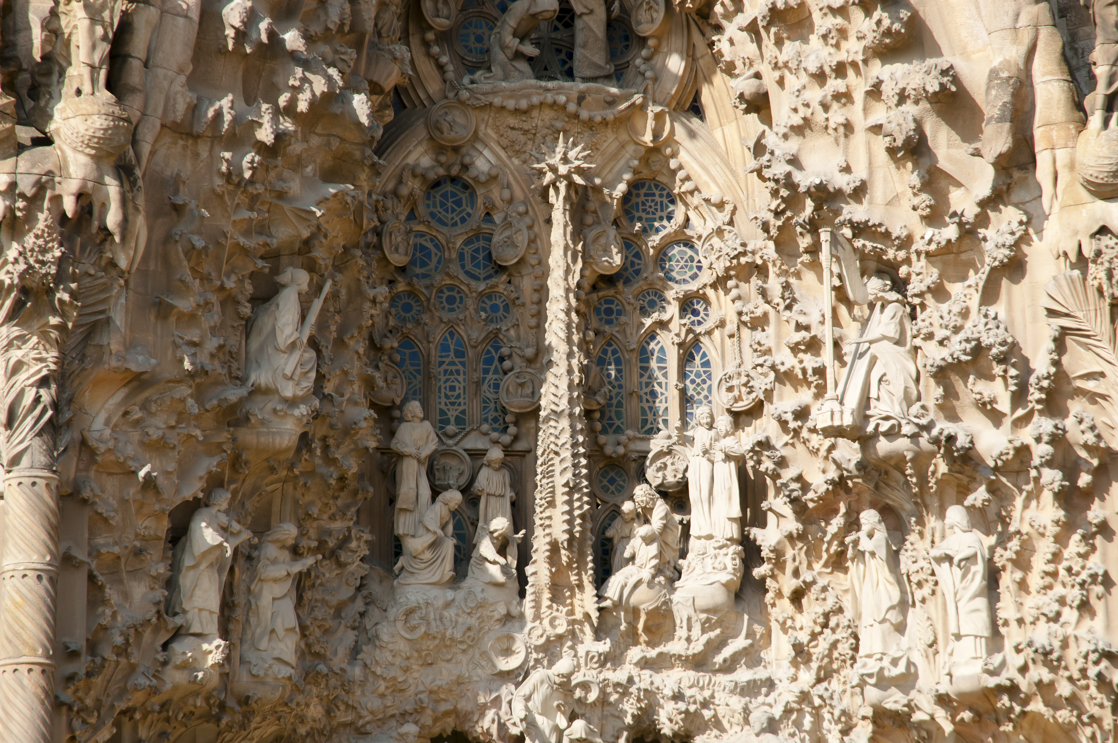 Sagrada Familia Basilica Front Facade Closeup - Barcelona - Spain