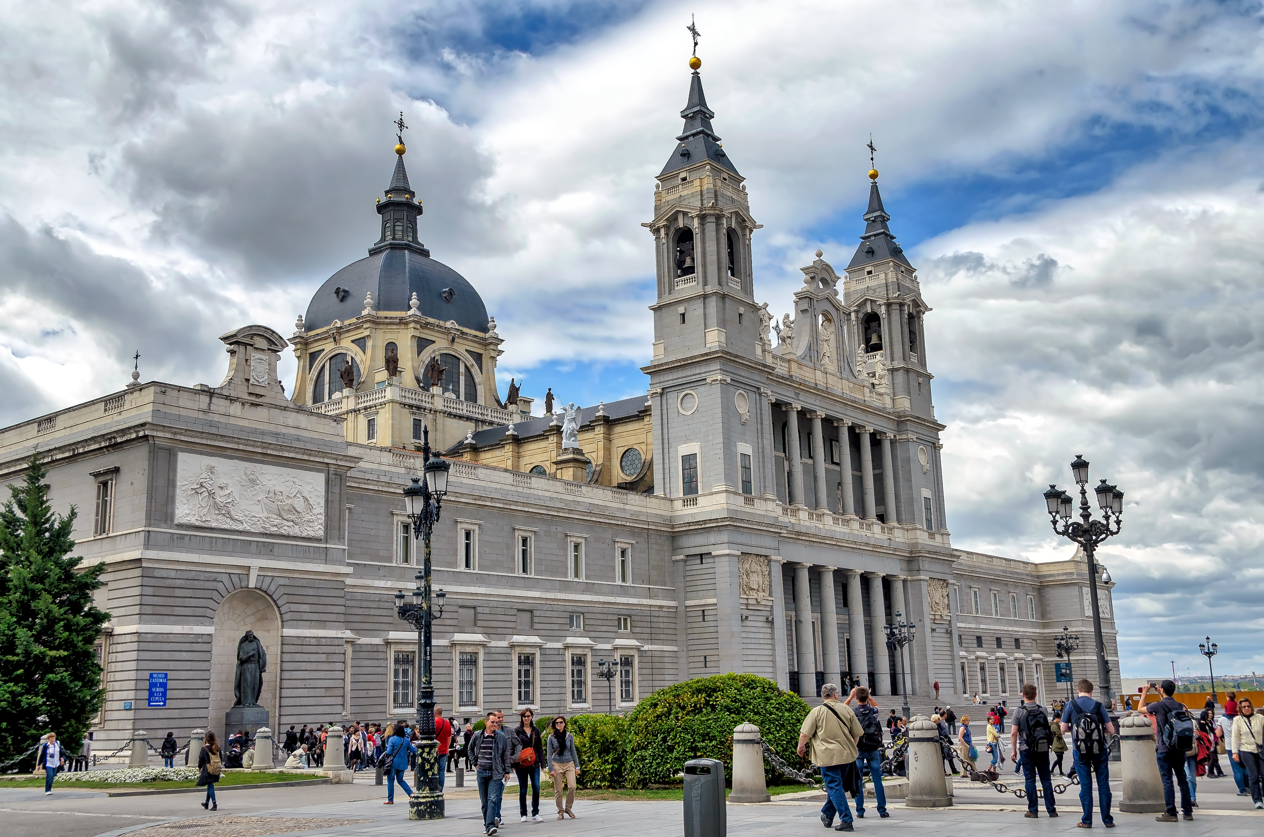 View of Almudena Cathedral in Madrid, Spain.