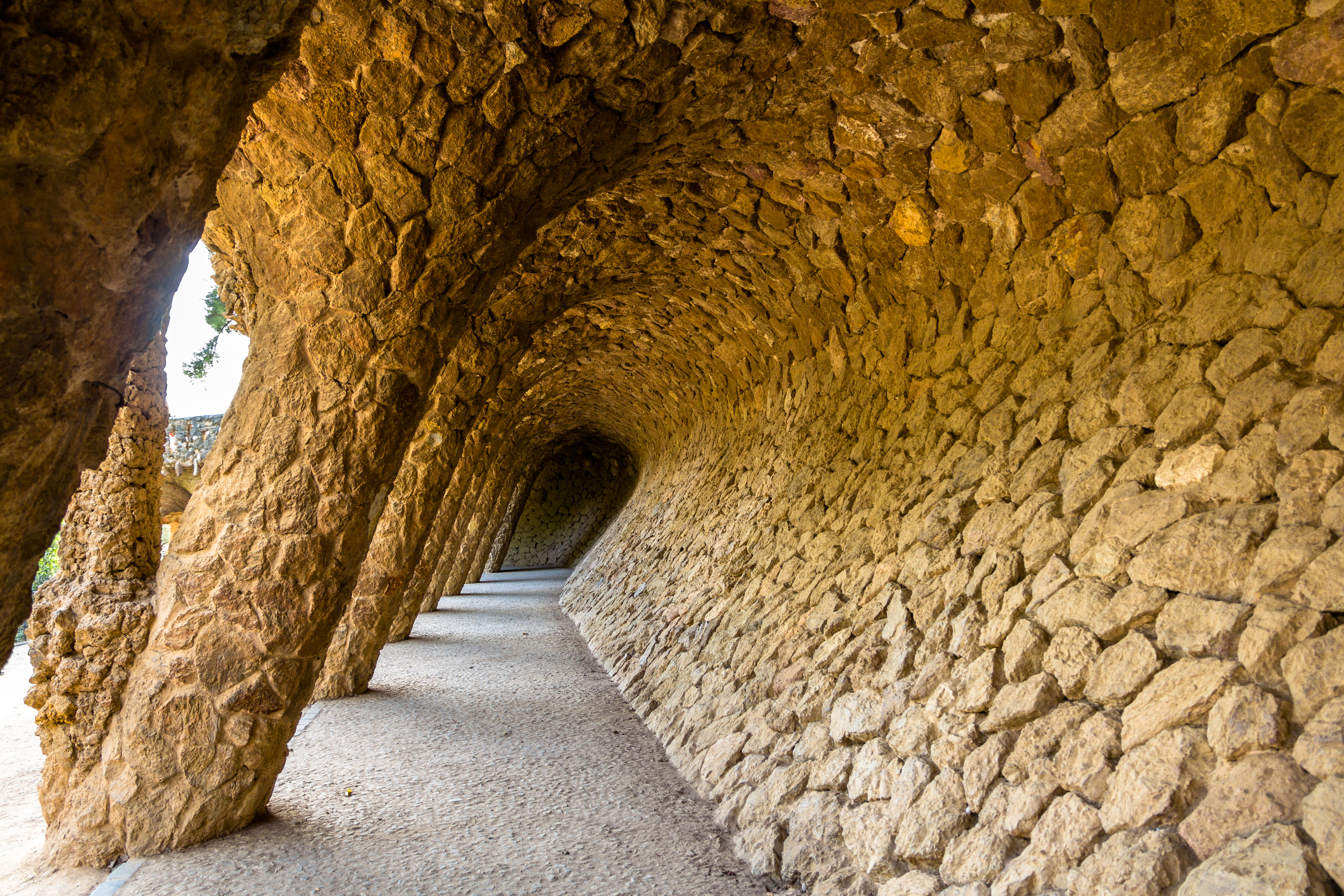 Gallery in the Park Guell - Barcelona, Spain